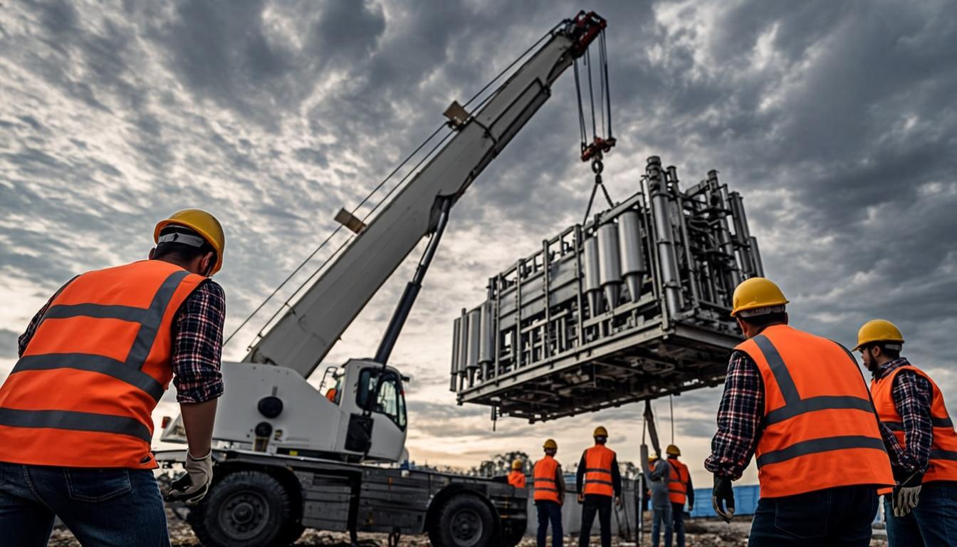 Heavy industrial equipment at construction site